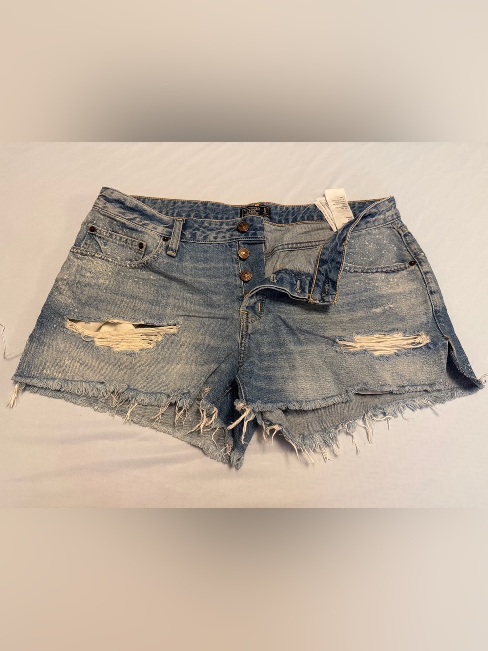 Abercrombie & Fitch Light Blue Distressed Denim Cutoff Shorts